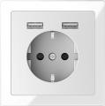 Merten D-Life outlet with double USB charger (crystal white frame, lotus white insert)
